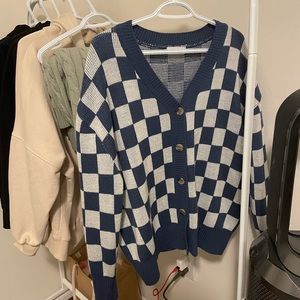 Oak + Fort Blue Checkered Cardigan